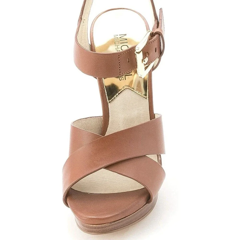 Michael Michael Kors Women's Oksana Sandal Luggage SZ 7 1/2